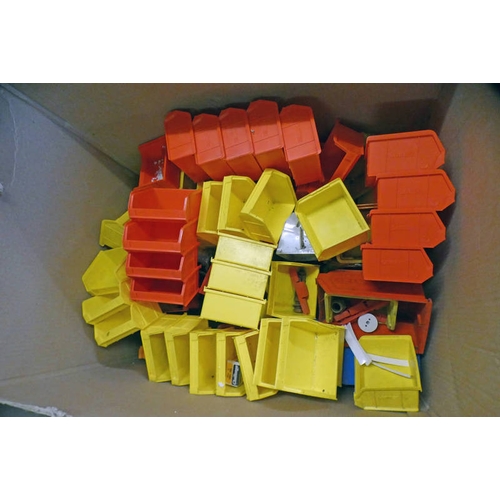 6040 - MIXED SIZES OF STORAGE BINS WITH CONTENTS