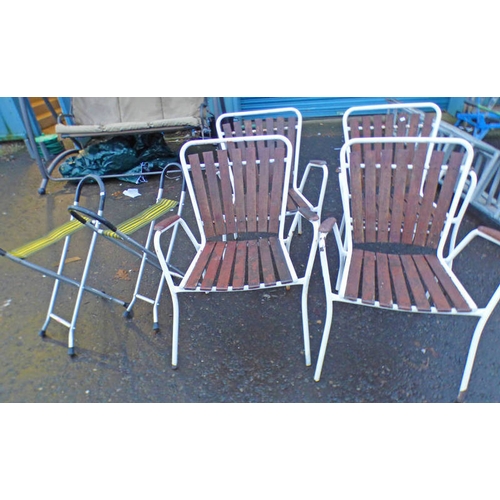 6088 - 4 METAL GARDEN CHAIRS ETC