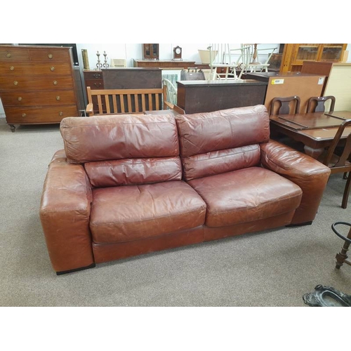 5551 - BROWN LEATHER 2 SEATER SETTEE