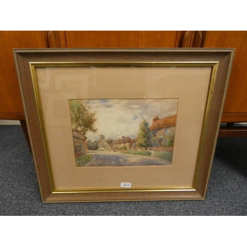 1012 - ALEXANDER MACBRIDE THE OLD VILLAGE SIGNED OAK FRAMED WATERCOLOUR 24 X 34 CM