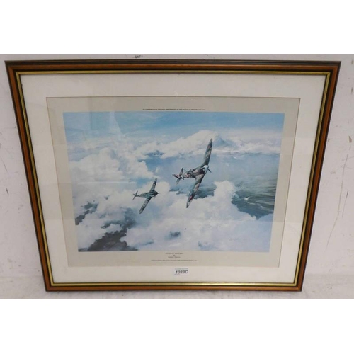 1023C - ROBERT TAYLOR LIMITED EDITION PRINT DUEL OF EAGLES, FADED SIGNATURES OF ADOLF GALANT & DOUGLAS BADER