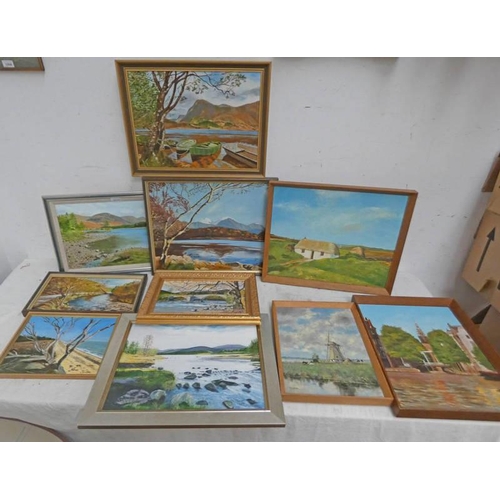 1023S - LARGE SELECTION OF FRAMED OIL PAINTINGS SIGNED L.WIGHT