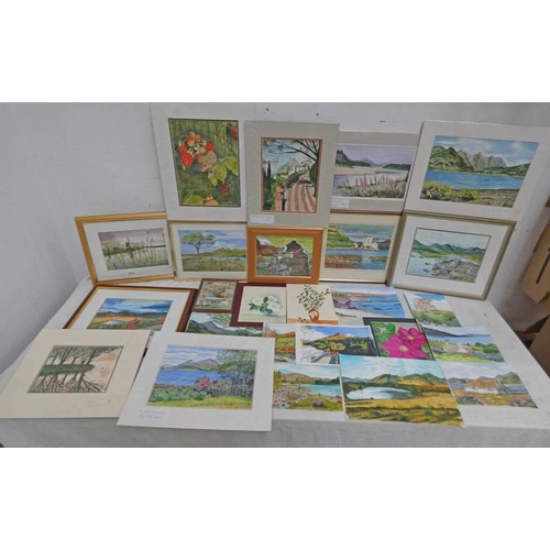 1023T - LARGE SELECTION OF FRAMED AND UNFRAMED WATERCOLOURS BY L. WIGHT