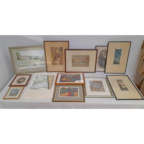 1023Y - FRAMED PRINT NO. 261 OF 500 STRUAN CHURCH SIGNED ROGER LEE, 2 FRAMED COLOURED ETCHINGS, THE BREAKING... 