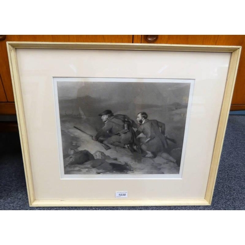 1038 - AFTER LANDSEER STALKING FRAMED ENGRAVING 27 X 36 CM