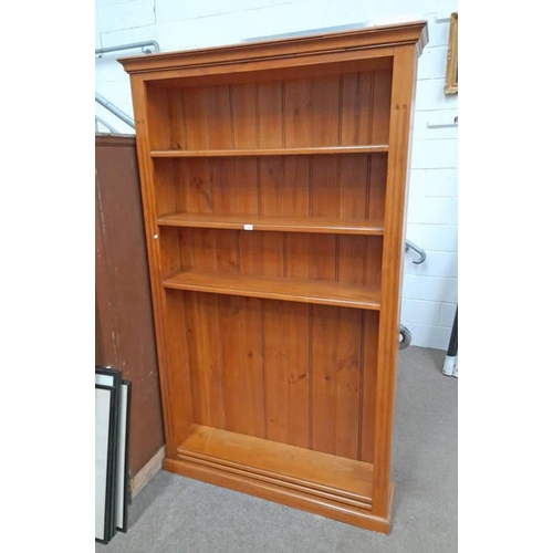 216 - 21ST CENTURY PINE OPEN BOOKCASE, 217CM TALL X 128CM WIDE