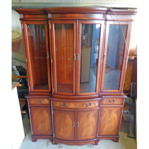 235 - STRONGBOW MAHOGANY BREAKFRONT BOOKCASE WITH 4 GLAZED PANEL DOORS OVER BASE OF 4 DRAWERS, 192CM TALL ... 