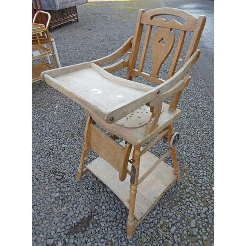 241 - EARLY 20TH CENTURY OAK METAMORPHIC CHILDS HIGH CHAIR