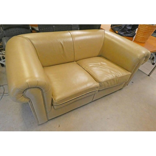 288 - TAN LEATHER BED SETTEE