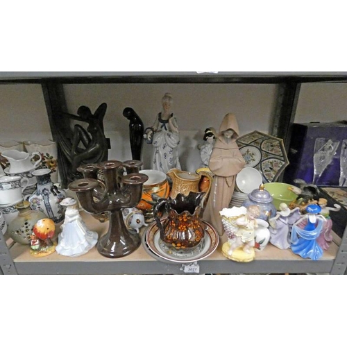 3021 - LLADRO PORCELAIN FIGURE, VARIOUS OTHER PORCELAIN FIGURES, COALPORT FIGURES, PORCELAIN CANDLEABRA ETC... 