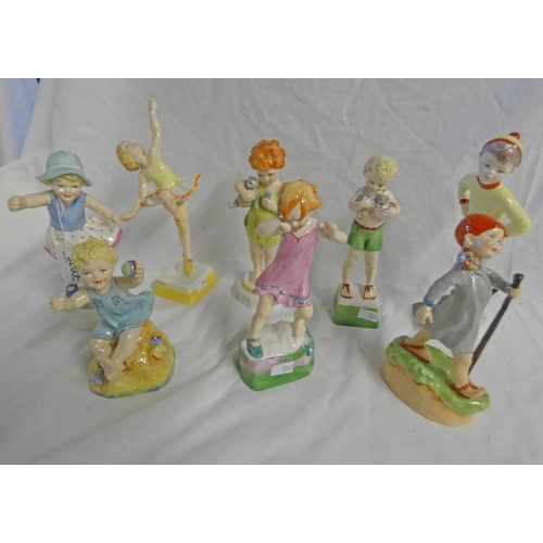 3063 - 8 ROYAL WORCESTER PORCELAIN DAYS OF THE WEEK FIGURES, INCLUDING TWO TUESDAY FIGURES, TWO WEDNESDAY F... 