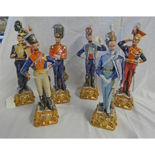 3151 - 6 CAPODIMONTE NAPLES PORCELAIN SOLDIER FIGURES, TALLEST 32CM