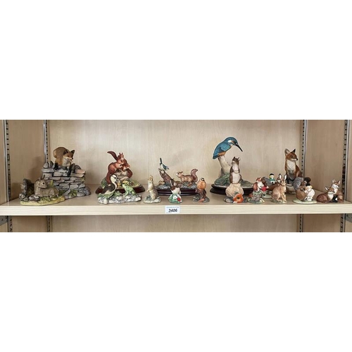 3406 - SELECTION OF VARIOUS PORCELAIN ANIMAL FIGURES FROM BORDER OF FINE ARTS, TEVIOTDALE, ATWELL, ETC INCL... 