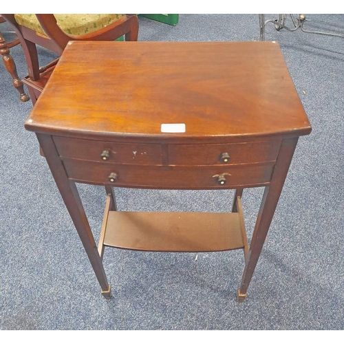 52 - LATE 19TH CENTURY MAHOGANY BEDSIDE TABLE WITH 2 SHORT OVER 1 LONG DRAWER ON SQUARE TAPERED SUPPORTS