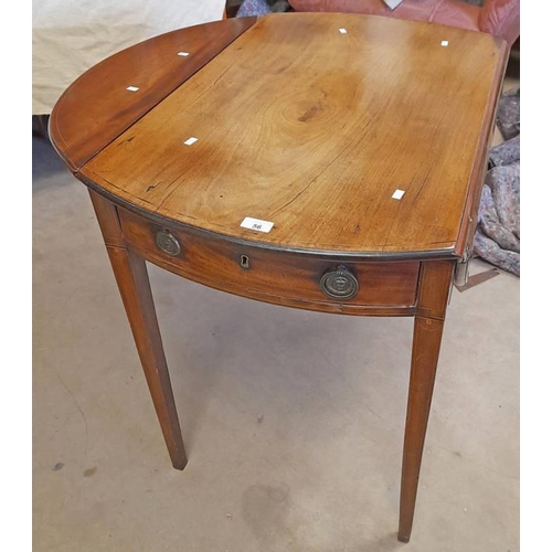 56 - LATE 19TH CENTURY INLAID MAHOGANY PEMBROKE TABLE WITH SINGLE DRAWER WITH SECTIONED INTERIOR ON SQUAR... 