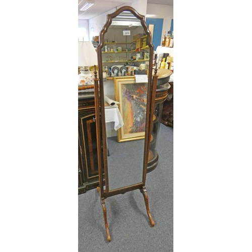 5516 - MAHOGANY CHEVAL MIRROR, 157CM TALL