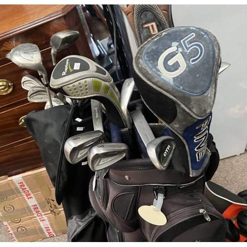 6044 - POWAKADDY GOLF BAG & VARIOUS GOLF CLUBS TO INCLUDE BRANDS SUCH AS PING, MIZUNO ETC