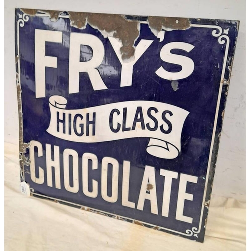 1002 - ENAMEL SIGN 'FRY'S HIGH CLASS CHOCOLATE' 51 X 51 CM