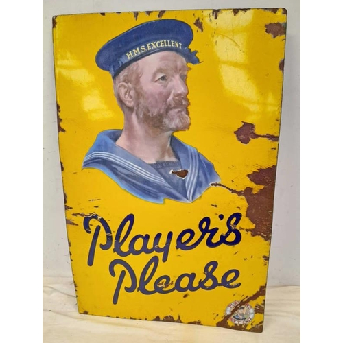 1006 - ENAMEL SIGN 'PLAYERS PLEASE' 57.5 X 87.5 CM