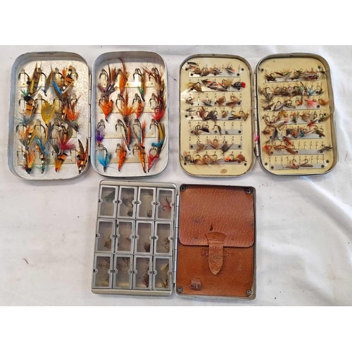 1029 - HARDY BROS FLY BOX WITH CONTENTS OF SALMON FLIES ETC AND TWO OTHER FLY BOXES, ONE WITH SECTIONAL INT... 