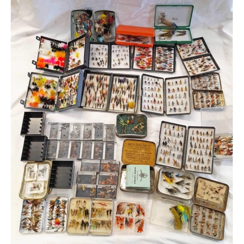 1032 - LARGE AND GOOD SELECTION OF VARIOUS FLY BOXES, MOST WITH CONTENTS OF VARIOUS FLIES