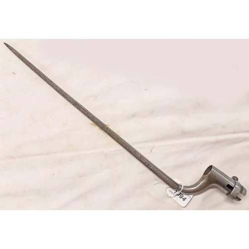 1094 - SWEDISH TRIANGULAR SECTION SOCKET BAYONET WITH VARIOUS MARKINGS, 52CM LONG OVERALL