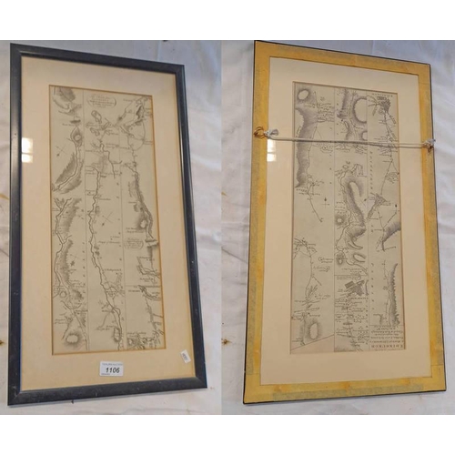 1106 - FRAMED DOUBLE SIDED MAP ''THE ROADS FROM EDINBURGH TO MOFFAT, LOCHMABEN & DUMFRIES BY PEEBLES & BY L... 