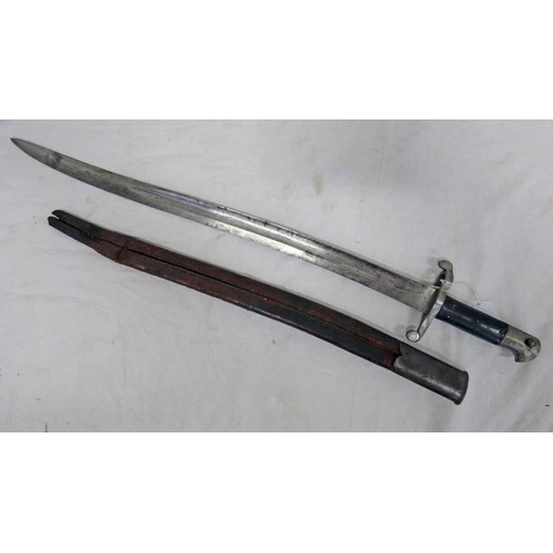 1114 - 1856 PATTERN SWORD BAYONET BY MOLE WITH 57.8CM LONG BLADE MARKED MOLE TO SPINE WITH ITS CHARACTERIST... 