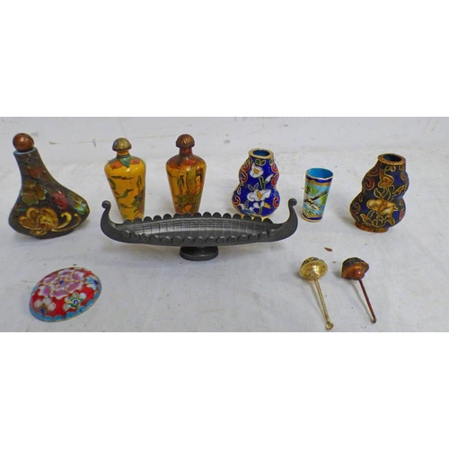 1138 - VARIOUS CLOISONNE ENAMEL SCENT BOTTLES, ETC