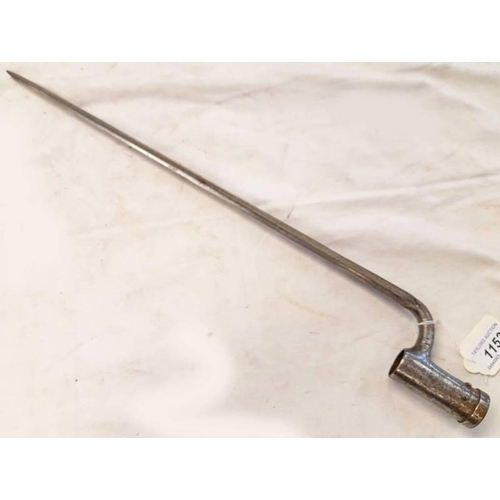 1152 - BAVARIAN MODEL 1826 SOCKET BAYONET WITH 46CM LONG BLADE, 53.5CM OVERALL