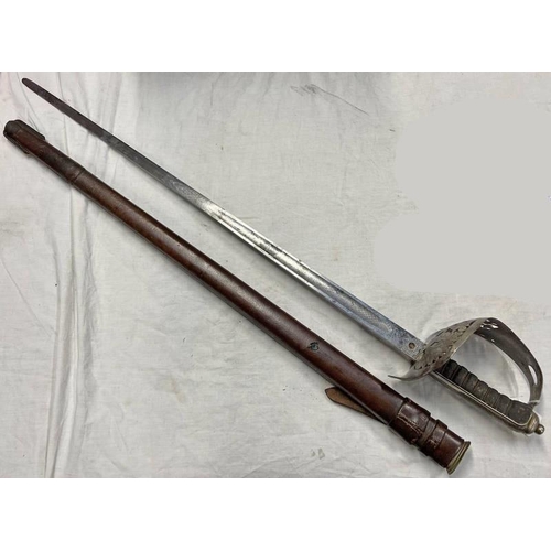 1162 - GEORGE V 1897 PATTERN INFANTRY OFFICERS SWORD WITH 81 CM LONG FULLERED STEEL BLADE ETCHED WITH CROWN... 