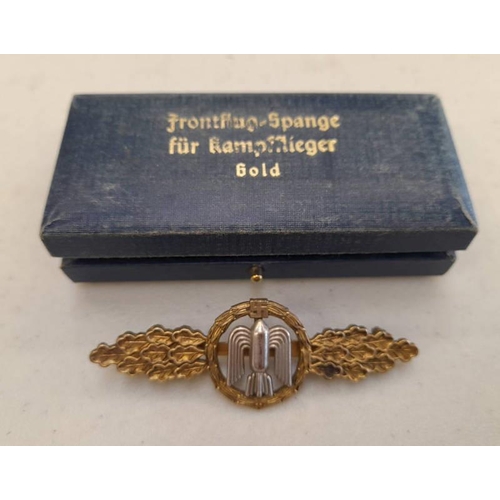 1185 - CASED THIRD REICH FIGHTER PILOT ABZEICHEN GOLD GRADE