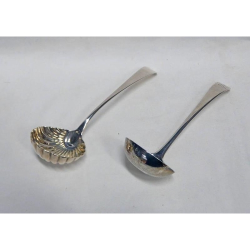 12 - GEORGE II SILVER SAUCE LADLE WITH FLUTED BOWL, LONDON 1759 & GEORGE III SILVER SAUCE LADLE, LONDON 1... 