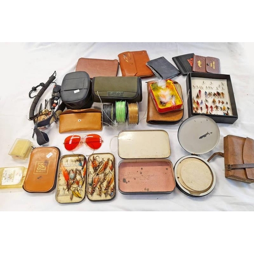 1212 - SELECTION OF FISHING RELATED ITEMS TO INCLUDE HARDY FLY WALLET, MALLOCHS PATENT FLY BOX, VARIOUS FLI... 