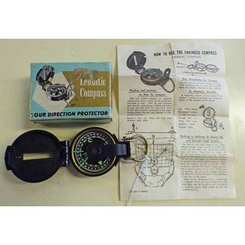 1243 - LENSATIC ENGINEER COMPASS, BLACK BODY WITH ORIGINAL BOX & INSTRUCTION PAGE