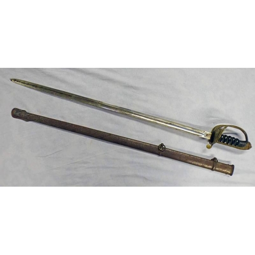 1252 - VICTORIAN 1854 PATTERN INFANTRY OFFICERS SWORD WITH 82.5 CM LONG PARTIALLY FULLERED BLADE WITH VRI M... 