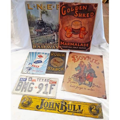 1263 - JOHN BULL YELLOW & BLACK SIGN & A SELECTION OF REPRODUCTION SIGNS