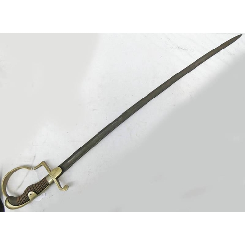 1288 - GERMAN ARTILLERY MAN'S SWORD WITH 83CM LONG BLADE WITH ITS PLATED CHARACTERISTIC HILT MARKED ''P.A.1... 