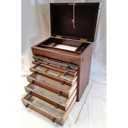 1296 - 6 DRAWER TRAVELLING MEDICAL CABINET WITH LIFT-UP LID