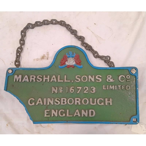 1358 - CAST METAL PLAQUE 'MARSHALL, SONS & CO NO.16723 GAINSBOROUGH ENGLAND' 28.5 X 47 CM