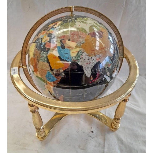 1419 - GLOBE ON GILT METAL STAND 42 CM TALL