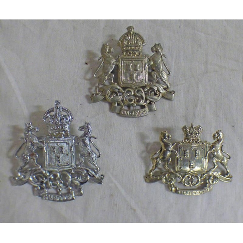 1421 - THREE ABERDEEN CITY POLICE BADGES, ONE STAMPED IN WHITE METAL QVC OVER COAT OF ARMS, ONE IN WHITE ME... 