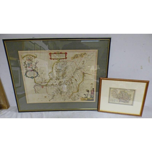 1425 - FRAMED MAP OF DUMFRIES SHIRE AND A LARGER FRAMED MAP OF THE DUMFRIES AREA SHOWING ''DUMFRIES'' AND S... 