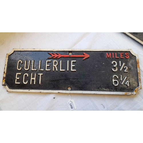 1458 - CAST IRON STREET SIGN 'CULLERLIE, ECHT' 61 X 20.5 CM