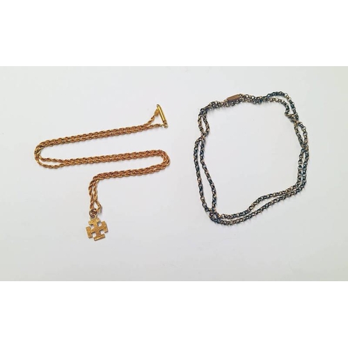 16 - EARLY 20TH CENTURY 9CT GOLD PENDANT ON 9CT GOLD ROPE TWIST CHAIN & 9CT GOLD CHAIN - 5 G