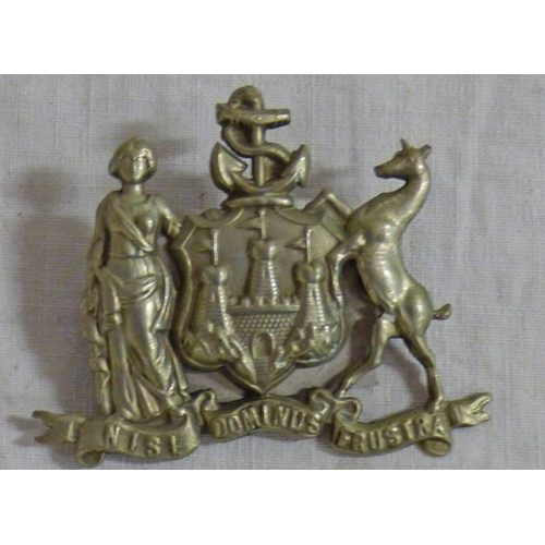 1629 - EDINBURGH POLICE KEPI BADGE, DIE STAMPED IN WHITE METAL WITH COAT OF ARMS