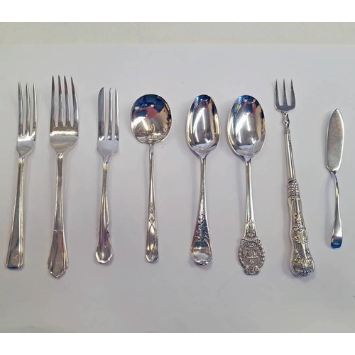 193 - 2 SILVER PASTRY FORKS, SILVER TEASPOON WITH NAVAL ARTILLERY CREST TO HANDLE ETC - 110 G