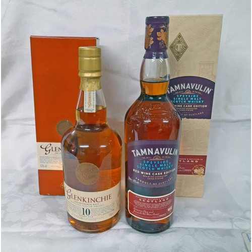 2033 - 2 BOTTLE OF SINGLE MALT WHISKY: TAMNAVULIN RED WINE CASK EDITION - 70CL, 40% VOL. BOXED & GLENKINCHI... 