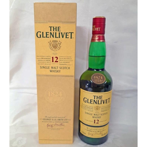 2077 - 1 BOTTLE GLENLIVET 12 YEAR OLD SINGLE MALT WHISKY - 70CL, 40% VOL. BOXED