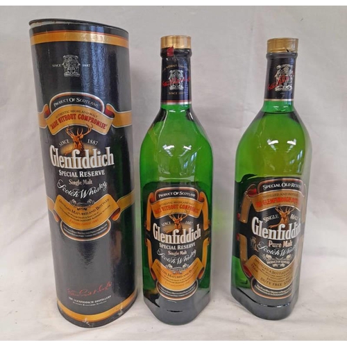 2097 - 2 BOTTLES GLENFIDDICH SINGLE MALT WHISKY - 1 LITRE, 40% VOL WITH ONE TUBE